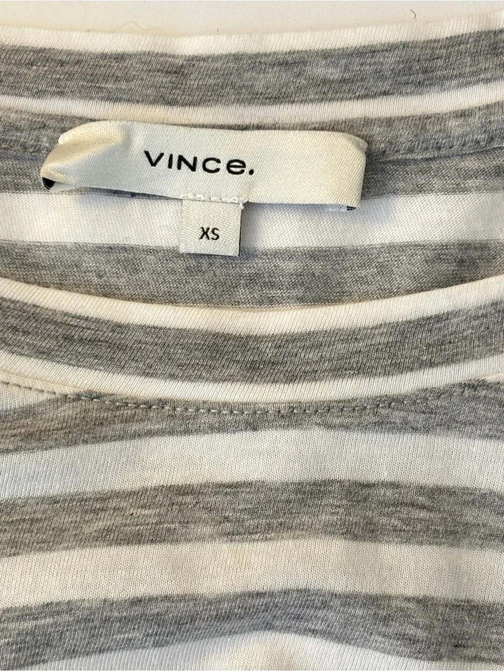 Vince Gray White Striped Pima Cotton Crew Neck Tee Shirt XS